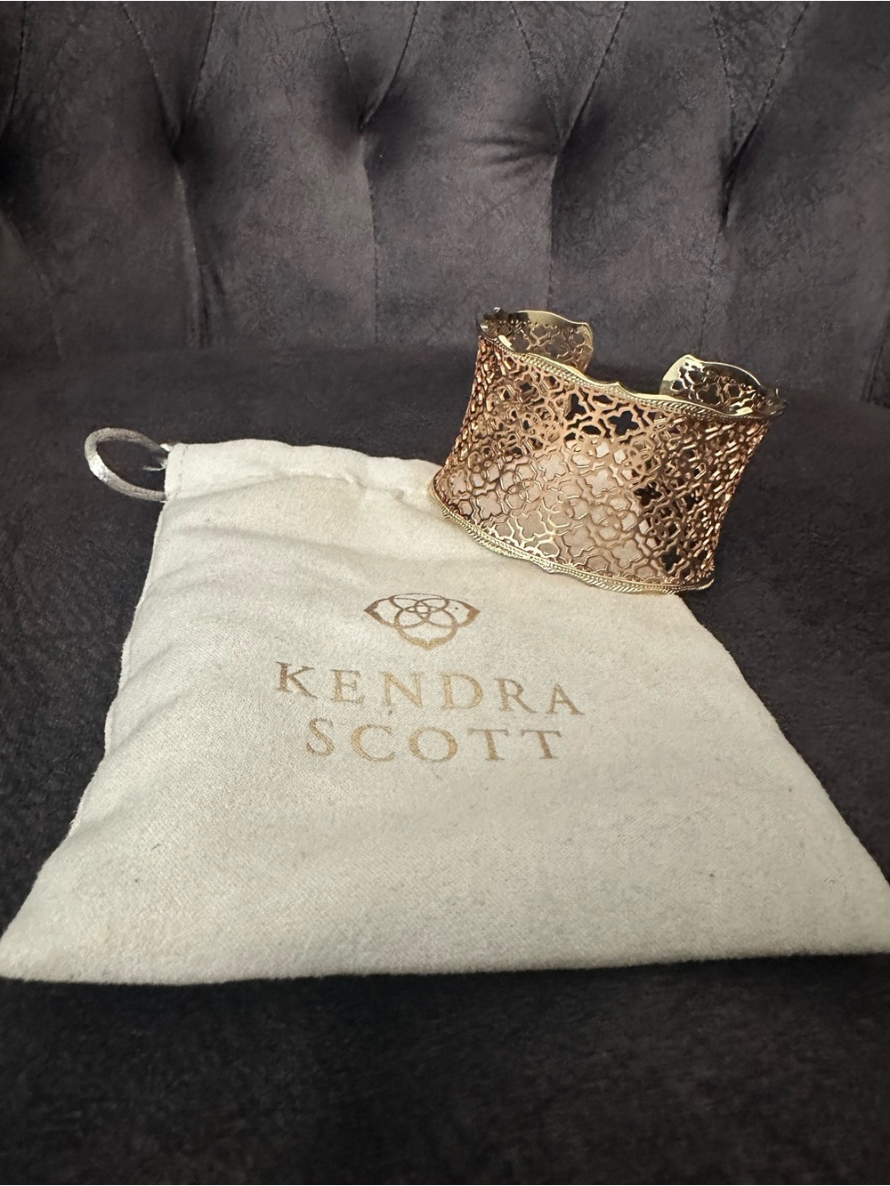 Kendra Scott “Candice” Rose Gold Filigree Open Cuff Bracelet